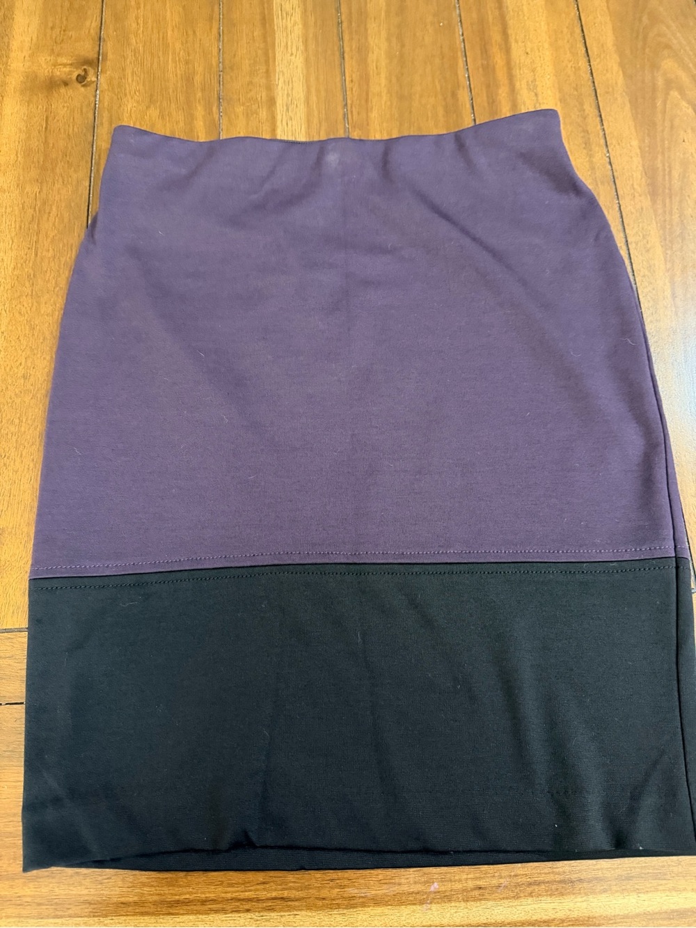 Daisy Fuentes Colorblock Pencil Skirt Purple Black Stretch